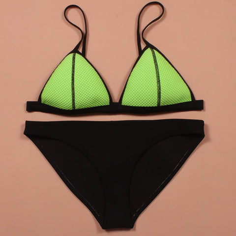 Neoprene Triangular Bikini Green and Black
