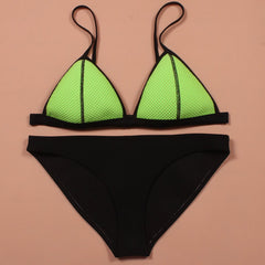 Neoprene Triangular Bikini Green and Black