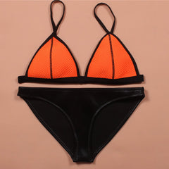 Neoprene Triangular Bikini Orange and Black