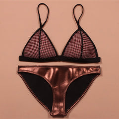 Neoprene Triangular Bikini Bronzed Metallic